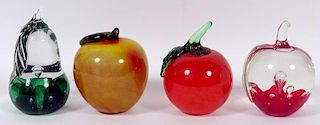 GROUP OF ART-GLASS FRUIT-FORM PAPERWEIGHTS 4 PIECES