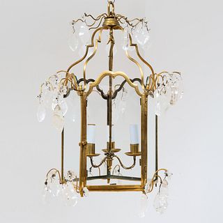 Louis XV Style Gilt-Bronze, Rock-Crystal and Glass Lantern