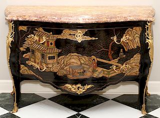 LOUIS XV STYLE CHINOISERIE MARBLE TOP COMMODE
