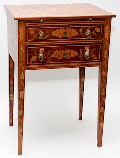 FRENCH FRUITWOOD MARQUETRY TABLE