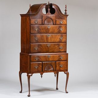 Queen Anne Style Mahogany Highboy, New England