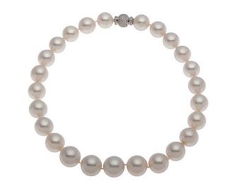South Sea Pearl Necklace with Diamond Clasp 