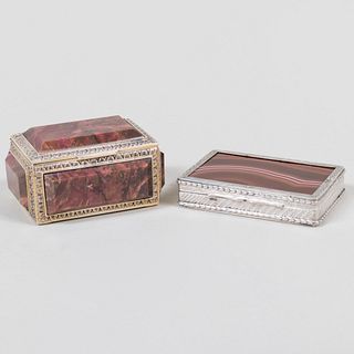 Two Silver-Mounted Agate Boxes, One Italian
