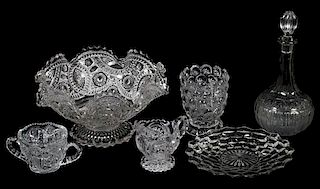 PRESSED GLASS TABLEWARE 6 PIECES