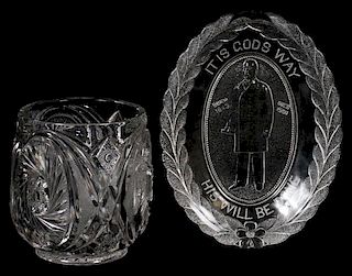 MCKINLEY PATTERN GLASS BREAD TRAY 1901