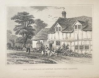 Antique Print Thomas Dugdale - Birthplace of Bunyan Elstow Near Bedford