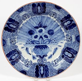 A DUTCH DELFT BLUE AND WHITE CHARGER