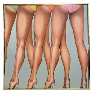 "Hot Legs" Large Scale Painting Acrylic on Canvas Attr. DAVID DEVARY