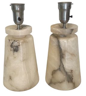 Exceptional Mid Century Marble Table Lamp, Pair 