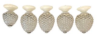Set 5 French Flush Mount Acorn Crystal Pendant Lamps 