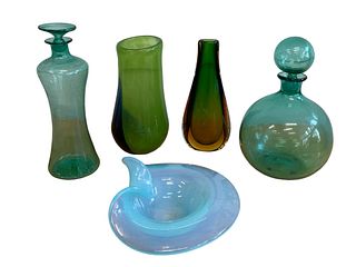 Collection Italian Style Art Glass Vases & Decanters