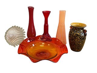 Collection BLENKO & Italian Style Art Glass Bowl & Vases 