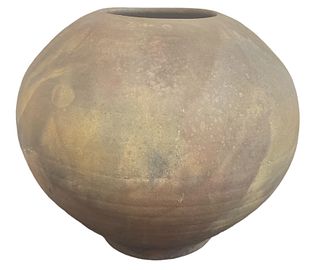 Mid Century Artist Signed RAKU Pottery Vase