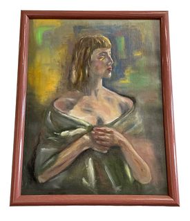 Mid Century Oil on Canvas of Woman