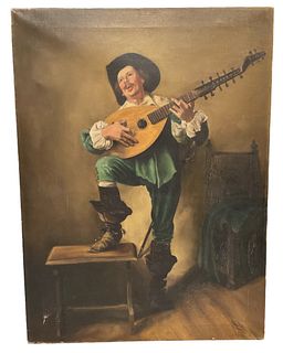 After ERNEST MEISSONIER Soldier Playing The Theorbo