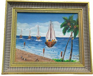 DANIEL LOUIS "St. Maarten Caribbean" Oil on Canvas 