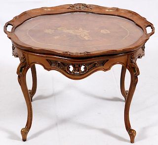 MARQUETRY INLAID SIDE TABLE