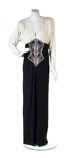 A Bob Mackie Black and White Jersey Gown,