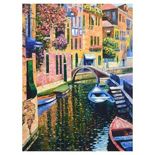 Howard Behrens (1933-2014), "Romantic Canal" Limited Edition on Canvas, Numbered and Signed with COA.