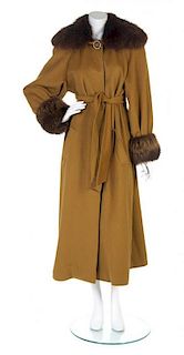 A Christian Lacroix Camel Wool and Cashmere Coat, Size 38.