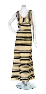 A Dimitri Kritsas Gold and Black Stripe Gown,