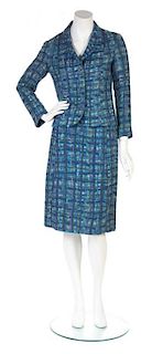 A Donna Luisa Blue and Green Plaid Skirt Suit,