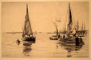 Charles Adams Platt (1861-1933), Two Sloops, East River, 1889