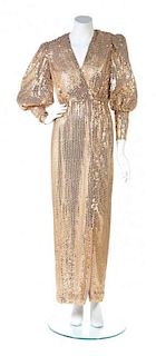 * An Estevez Rose Gold Sequin Gown, Size 6.