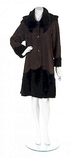 A Geoffrey Beene Brown Shearling Swing Coat, Size 4-6.