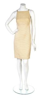A Gianni Versace Couture Champagne Silk Woven Dress, Size 44.