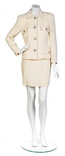 A Gianni Versace Couture Ivory Wool Skirt Suit, Size 40.