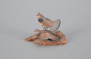Miniature Ruffed Grouse Pair by Allen J. King (1878-1963)