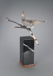 Grouse on a Birch Limb by Lionel Dwyer