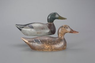Standard-Grade Mallard Pair by Evans Duck Decoy Co. (1921-1932)