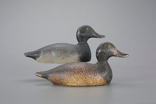 Competitive-Grade Bluebill Pair by Evans Duck Decoy Co. (1921-1932)