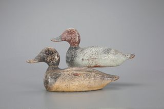 Competitive-Grade Redhead Pair by Evans Duck Decoy Co. (1921-1932)
