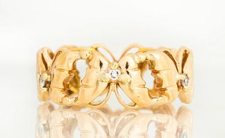 14K Gold and Diamond Butterfly Eternity Band