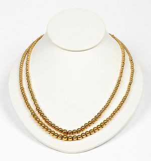 Two Graduated 14K Gold Bead Necklaces