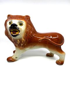 English Staffordshire pottery lion