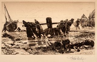 Stephen Parrish (1846-1938), Hauling by the Capstan, Yport, Normandie, 1888