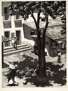 Alan Crane (1901-1969), Food Venders Under the Tree, c.1940's