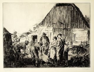 George Hand Wright (1872-1951), Pig Scraping