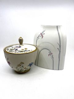 1 Bavarian covered bowl and 1 royal doulton Porcelain vase
