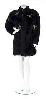 A Kansai Yamamato Black Faux Fur Jacket, Size S.