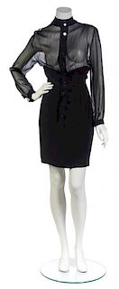 A Karl Lagerfeld Black Chiffon Cocktail Dress, Size 44.