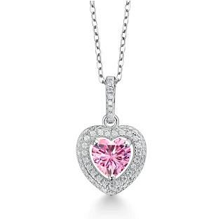 Gemstone King Sterling Silver Heart Shape Pendant Necklace