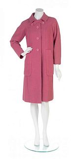 A Mainbocher Raspberry Wool Coat,