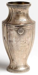 French Sterling Silver Trophy Vase, 1922
