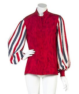 A Michaele Vollbracht Silk Print Blouse & Skirt, Size 6.