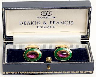 Deakin & Francis 18K Gold & Amethyst Cufflinks